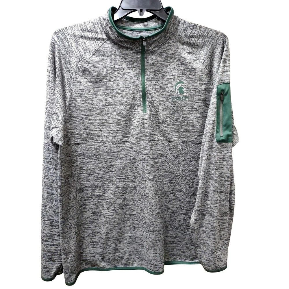 Michigan State Spartans Quarter Zip Pullover Gray Long Sleeve Shirt