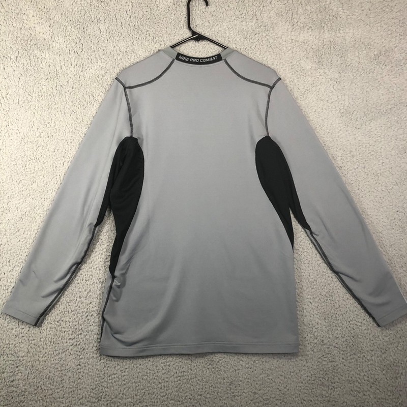 Nike Dri-Fit Pro Combat Black & Gray Men’s Long Sleeve Compression Shirt Large gallery