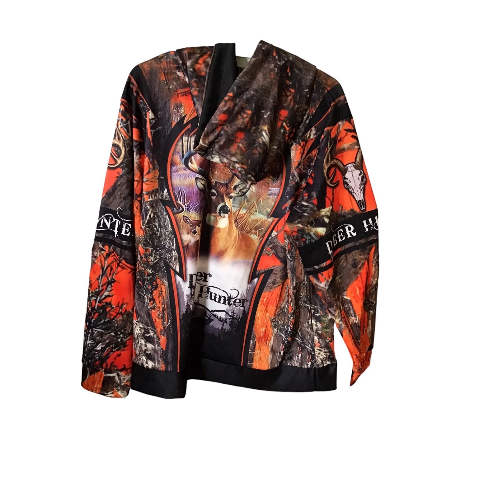 Tagless Deer Hunter Graphic Camo Hooded Nylon Sweatshirt Size XXL? gallery