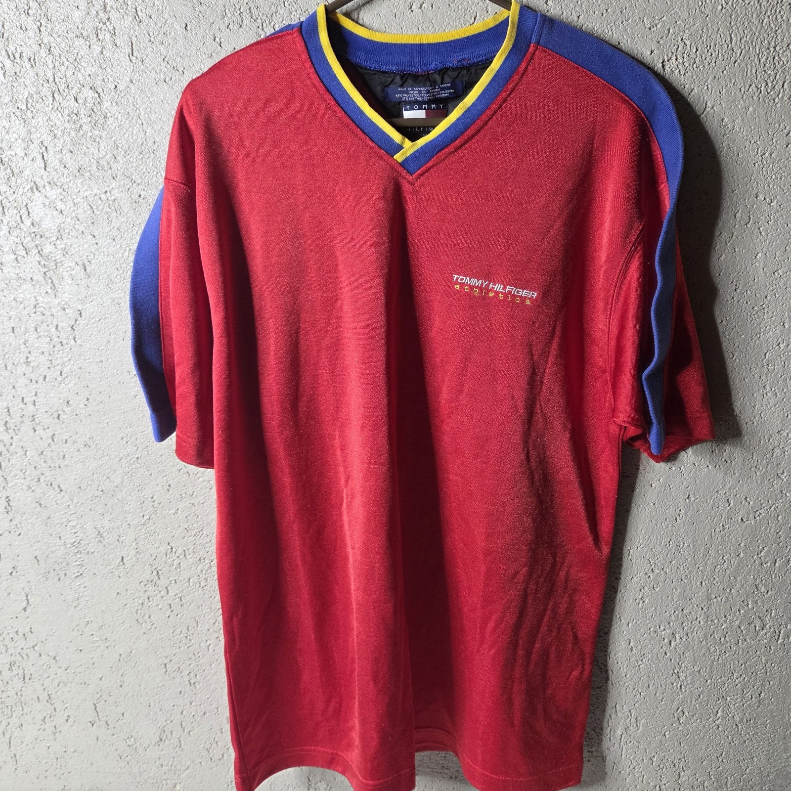 VTG Tommy Hilfiger Athletics Division Jersey Mens Medium Red Embroidered Y2K gallery