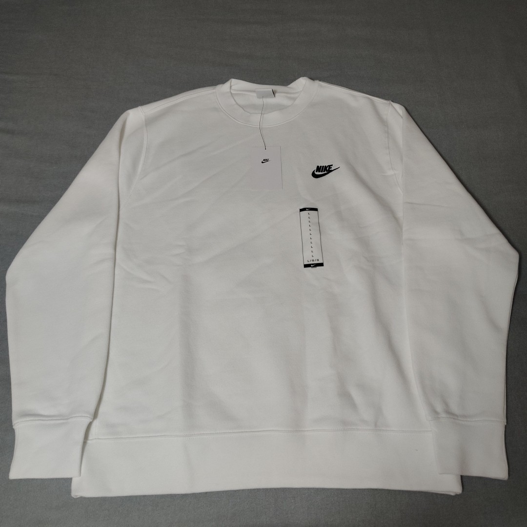 Nike Men's L Crewneck Sweatshirt Classic Logo Pullover Casual White BV2662-100 gallery