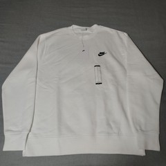 Nike Men’s L Crewneck Sweatshirt Classic Logo Pullover Casual White BV2662-100