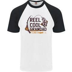 Reel Cool Grandad Funny Fishing Fisherman Mens s/S Baseball T-Shirt