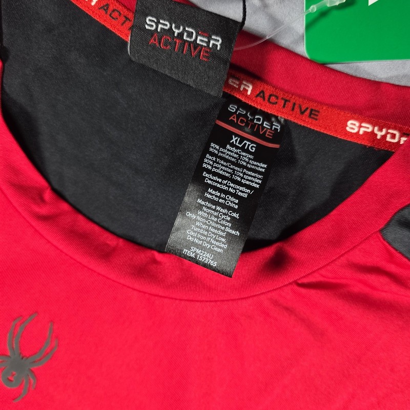 Spyder Active Shirt Men's Size XL Red Short Sleeve Performance gallery