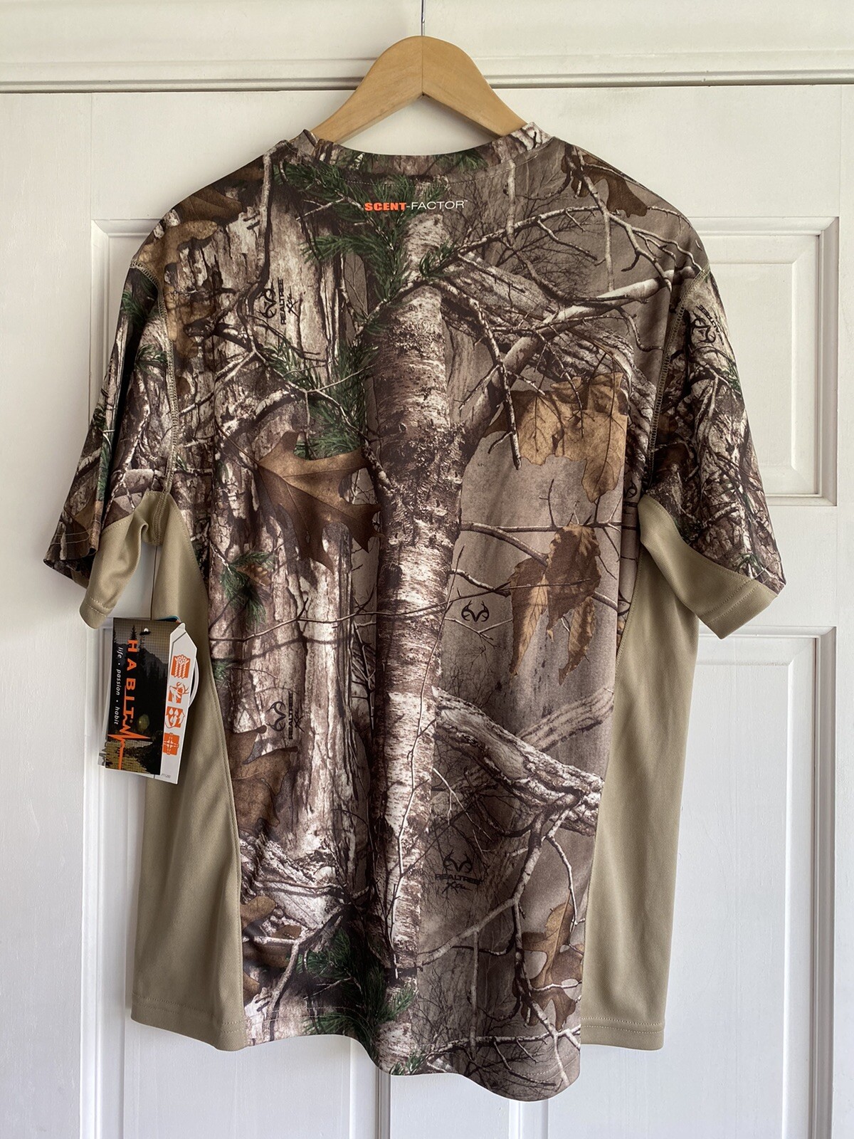 BJ10 Habit Camo Realtree Shirt Scent Factor Wicking Short Sleeve Mens Medium gallery