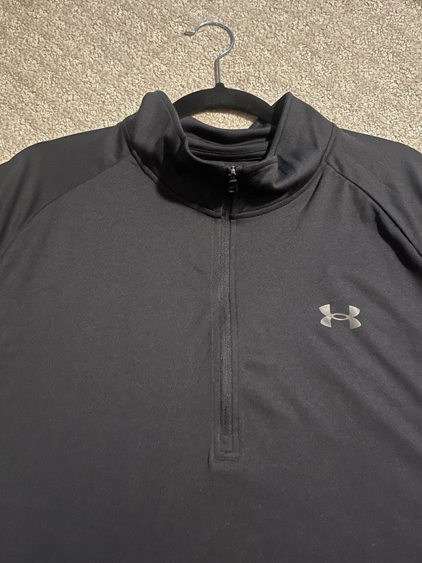 NWT Under Armour 1/4 Zip Long Sleeve Men XXL Loose Black Running Gym Golf gallery