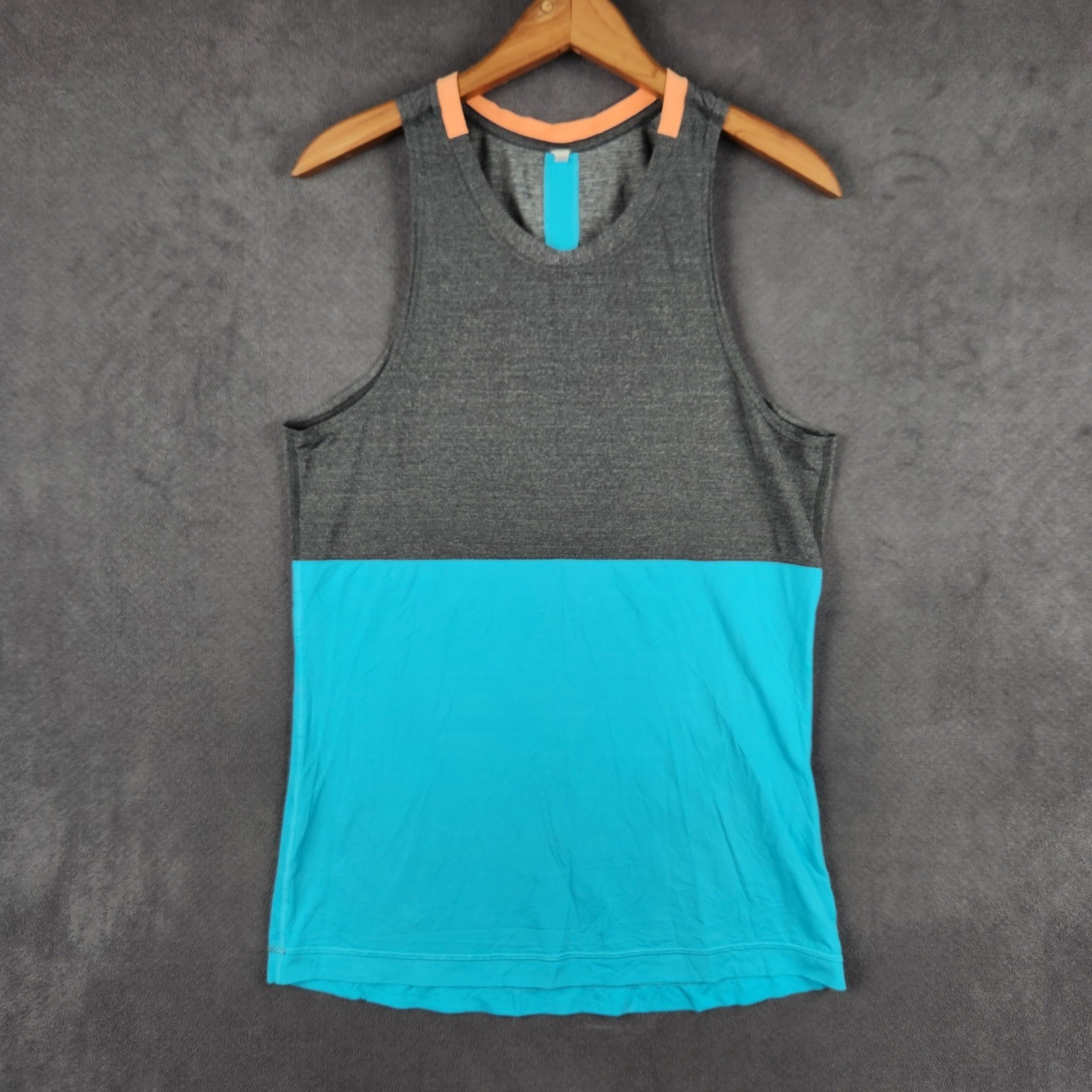Lululemon Precise Singlet Tank Mens Small Gray Blue Colorblock Mesh LM1030S gallery