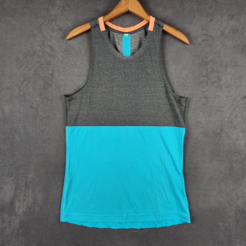 Lululemon Precise Singlet Tank Mens Small Gray Blue Colorblock Mesh LM1030S