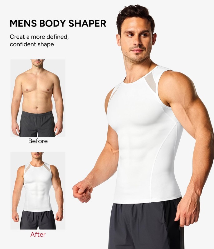 Men's Compression Slimming Tummy Control Tank Top Undershirt Workout Shaper gallery