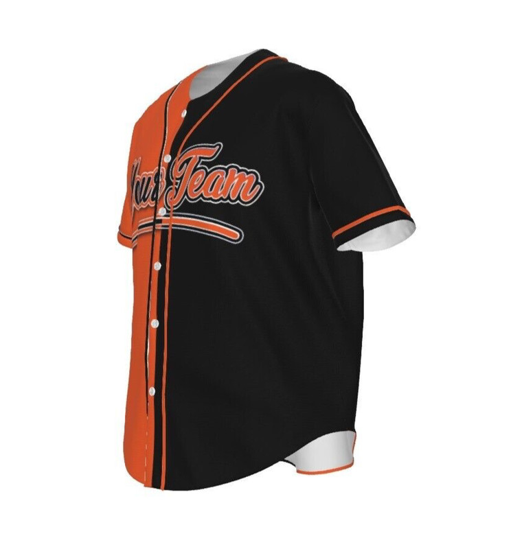 Fully Custom Black and Orange Baseball Softball Team Design Baseball Jersey BS-8 gallery