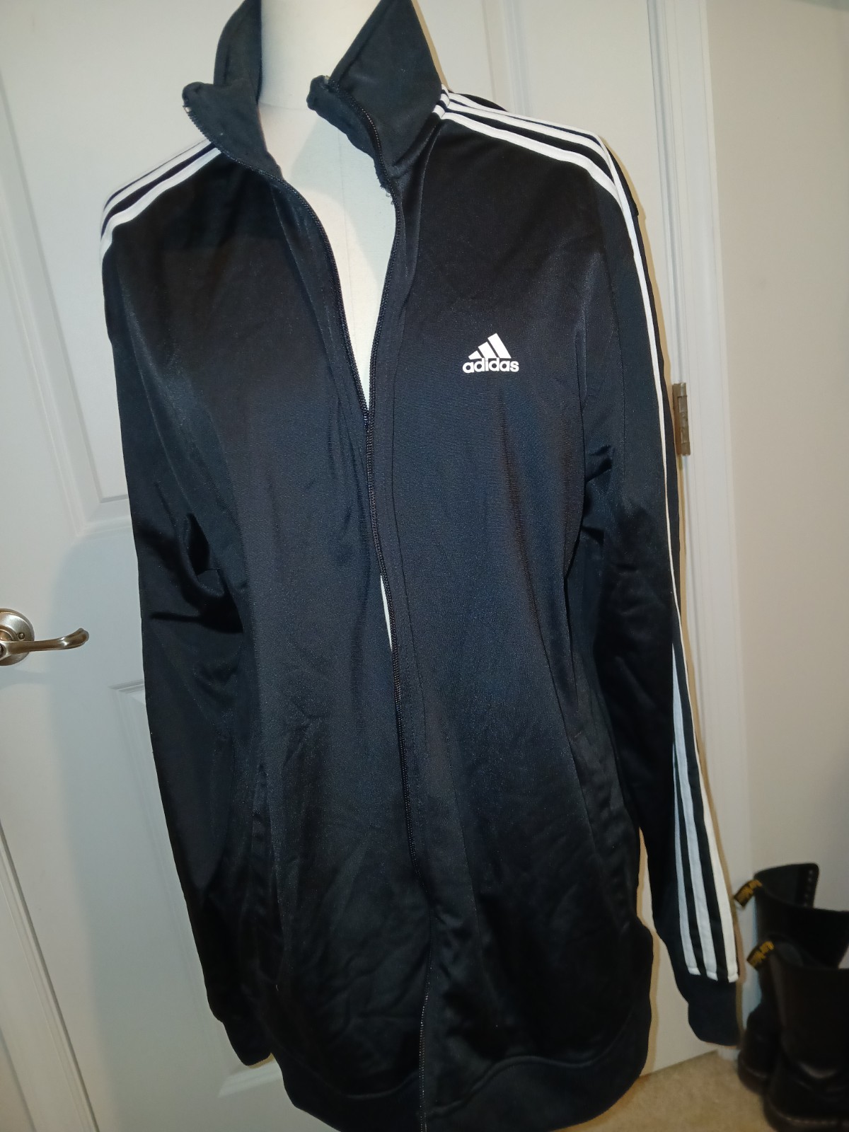 Adidas Sweater Men Large Black Climawarm Quarter Zip Pullover 3-Stripes Logo XL gallery