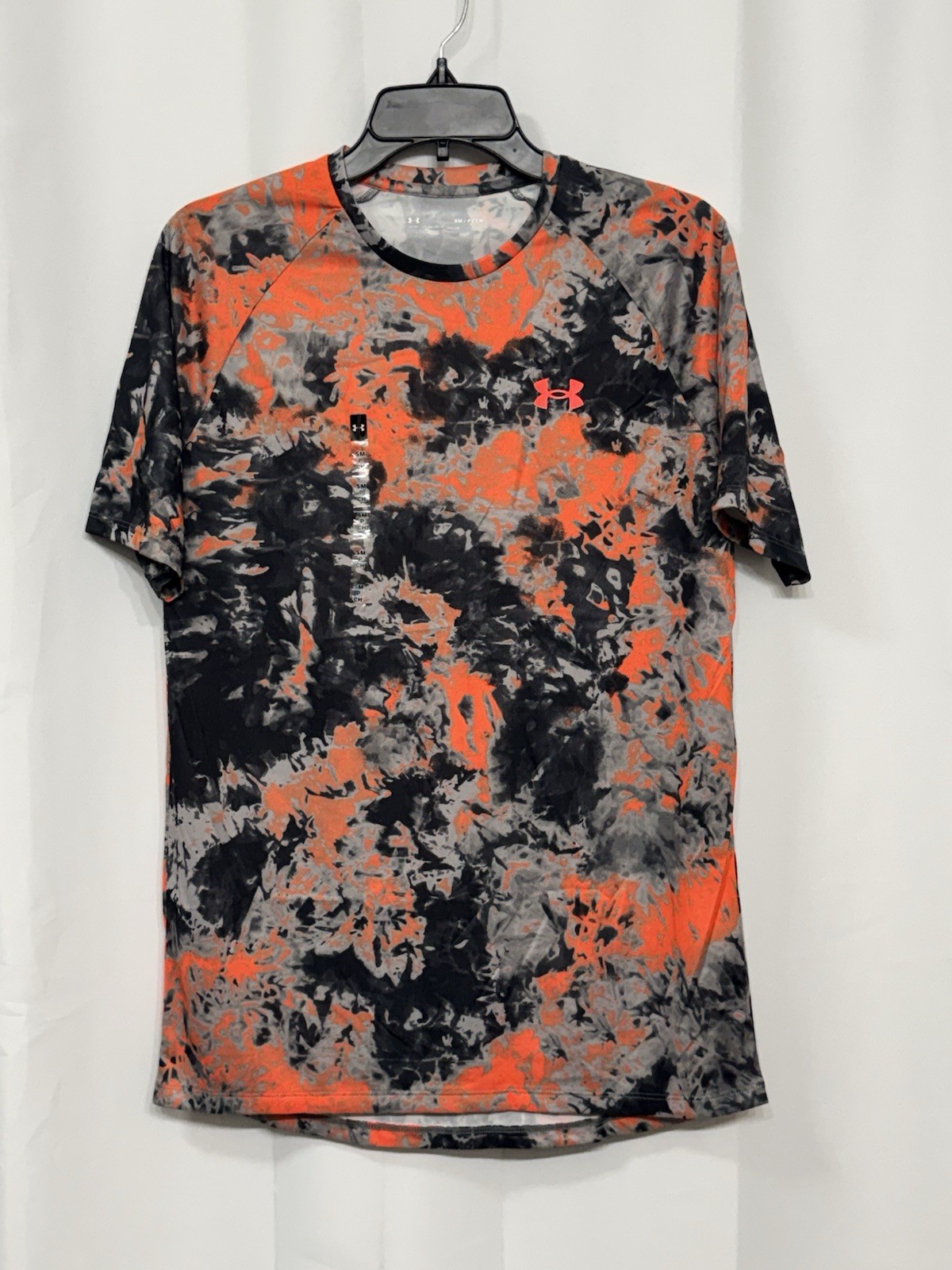 Under Armour Men’s Gray/Orange Tie Dye Short Sleeve Round Neck Stretch T-Shirt S gallery