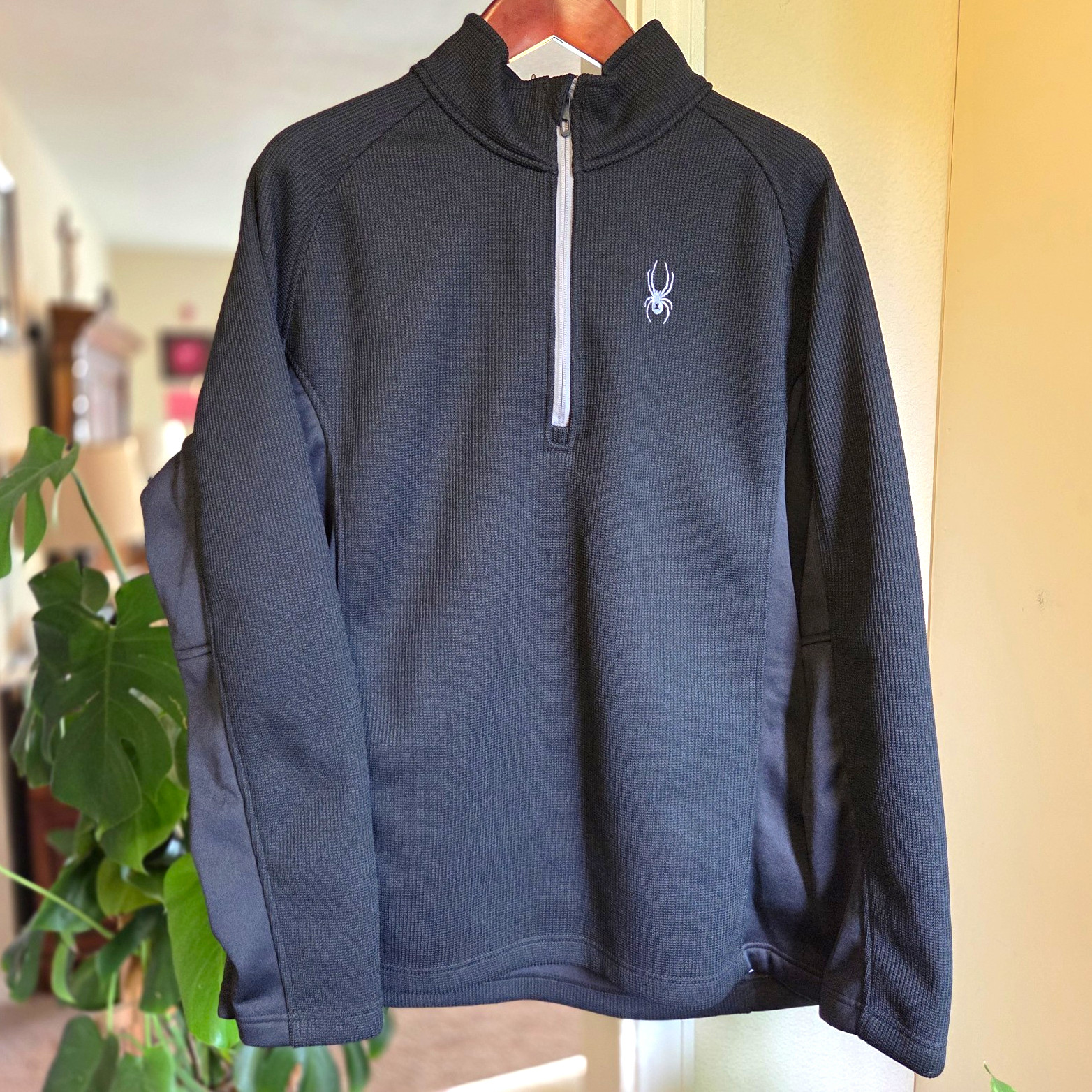 Spyder Men’s 1/4 Zip Fleece Mock Neck Pullover Black Polyester Raglan XXL gallery