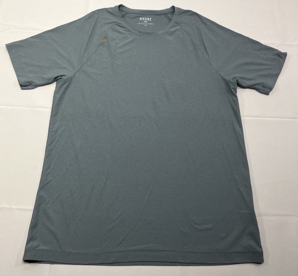 Rhone Reign T-Shirt Mens Large Heather Blueish Gray Performance Short Sleeve