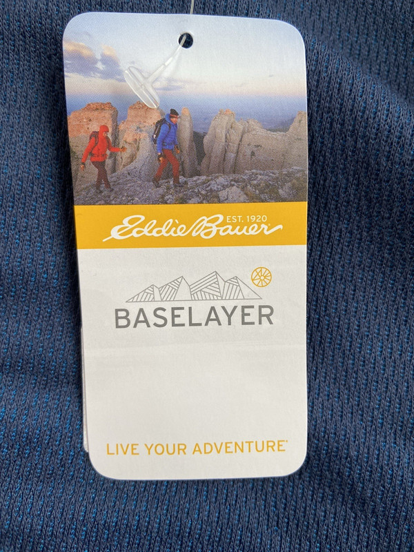 Eddie Bauer Heavyweight Doubleknit Thermal Crew Top Shirt Blue M Retail $40 gallery