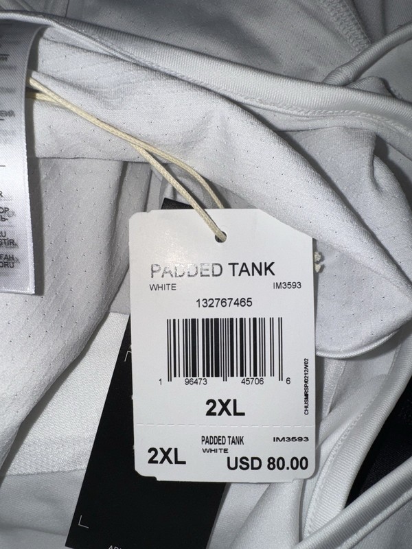 NWT Adidas Men's Padded Compression White Tank Top Size 2XL Basketball $80 gallery