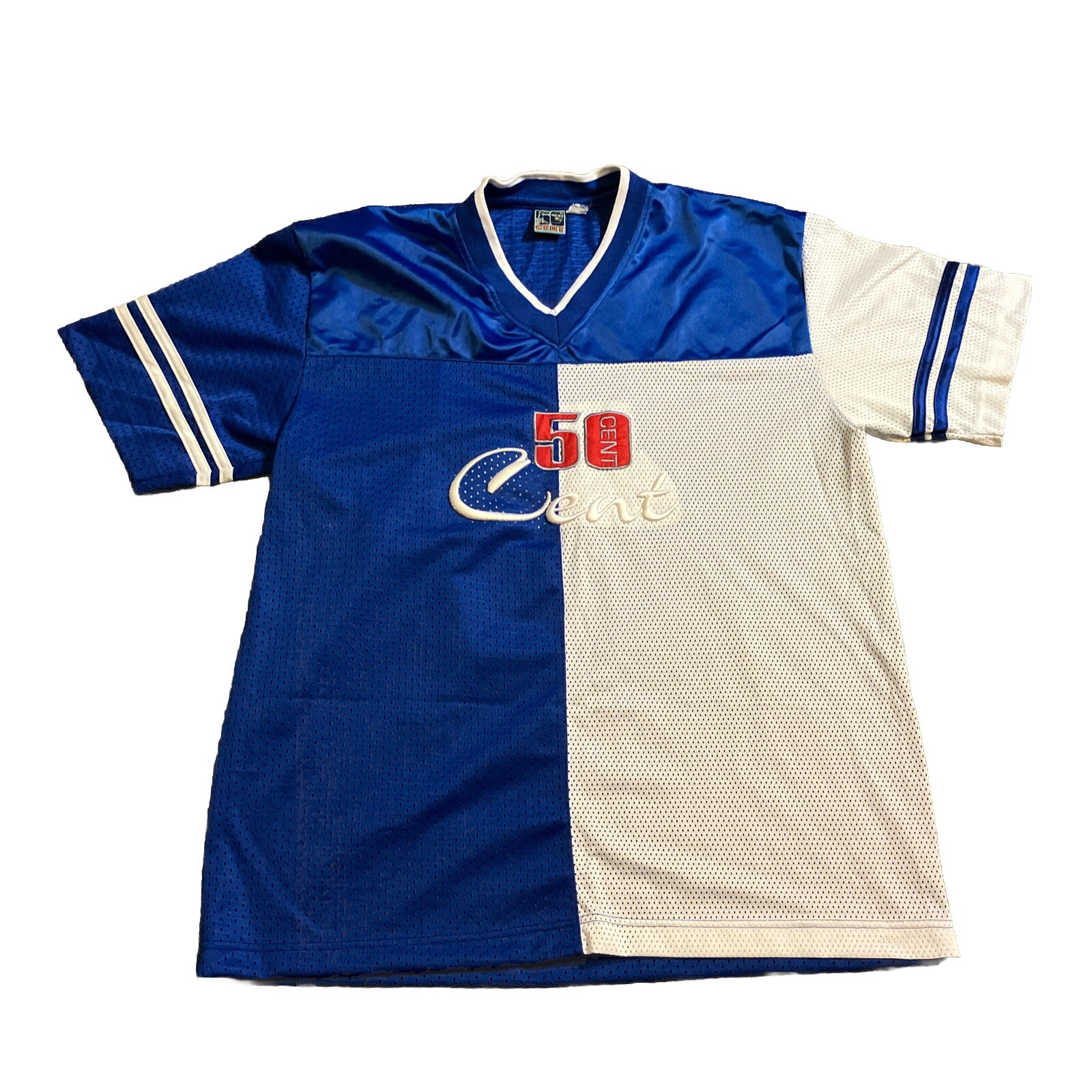 RARE Vintage 50 Cent Blue White Jersey LARGE gallery