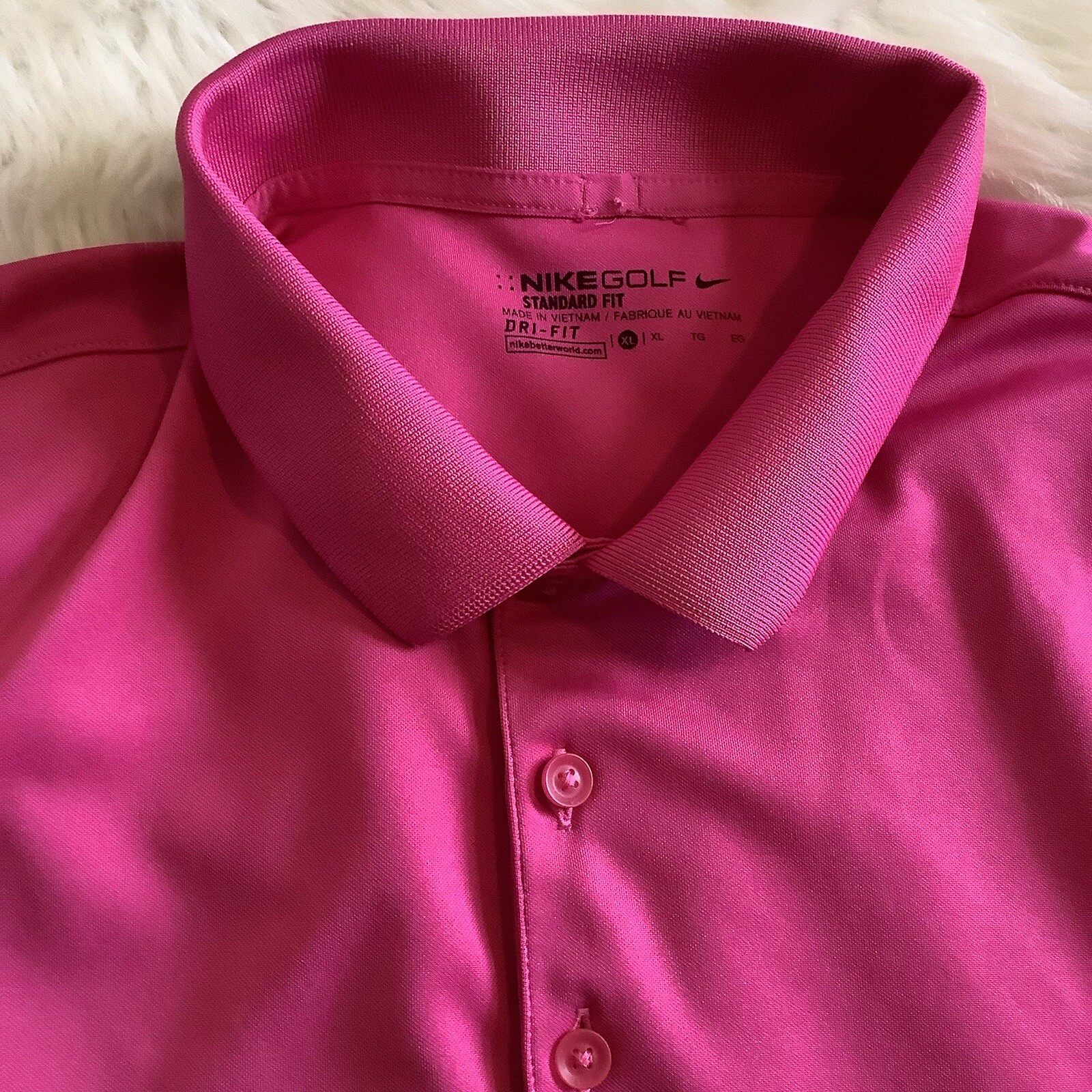 Nike Golf Polo Shirt Tour Performance Pink Polyester Size XLarge Mens gallery