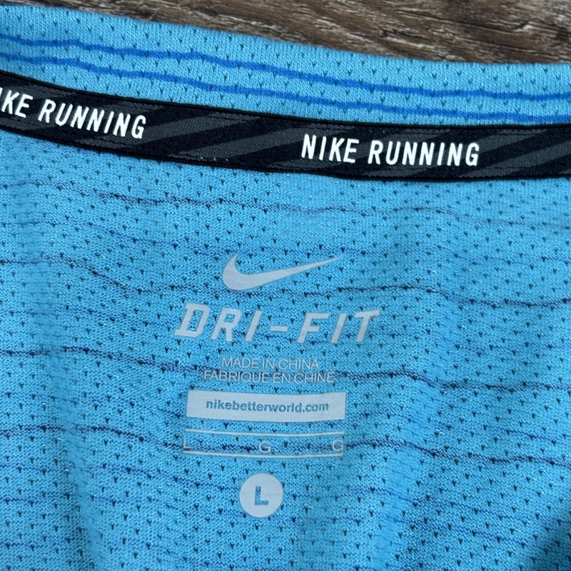Nike Tailwind Running Shirt Men's Large Blue Dri-FIT Striped Reflective gallery