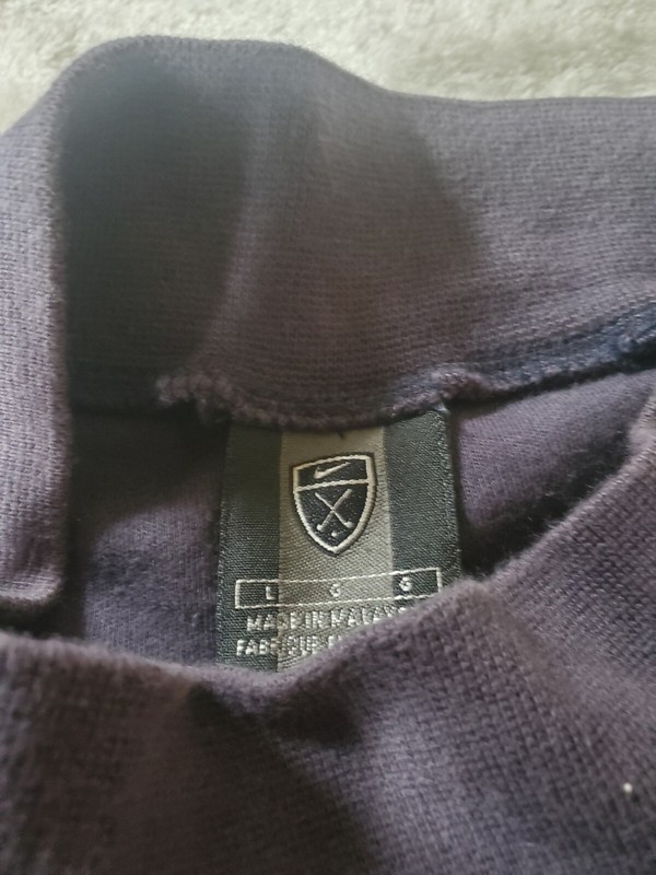 Nike Golf Shirt Mens Large Mock Neck Crown Royal Embroidered Navy Blue Swoosh gallery