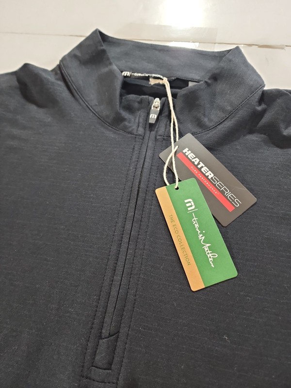 TravisMathew The Heater 1/4 Zip Pullover Mens L Large Eco Performance Golf Black gallery