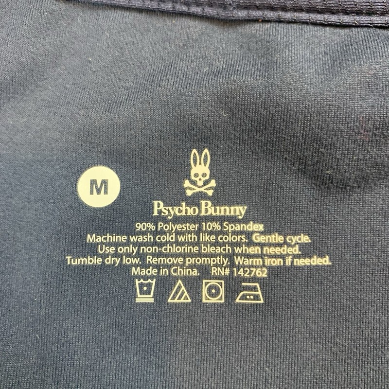 Psycho Bunny 1/4 Zip Pullover Men M Navy Skull Crossbones Performance Athletic gallery