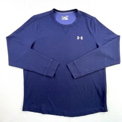 Under Armour Shirt Mens L Blue Waffle Knit Thermal Long Sleeve ColdGear Tee Top