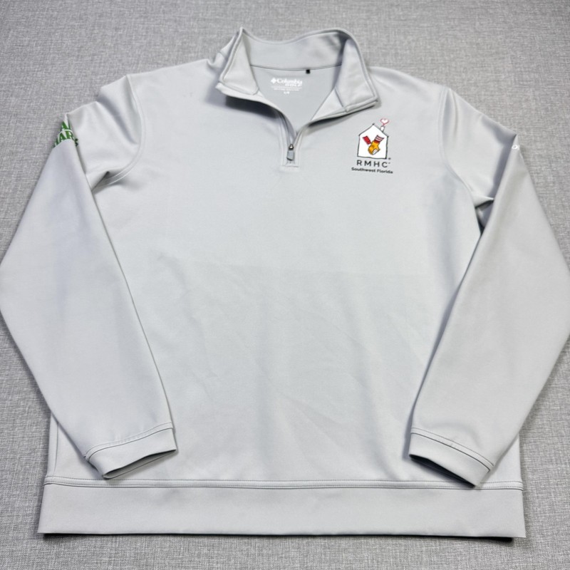 Columbia Golf Pullover Mens Large Gray 1/4 Zip Mock Neck Grampy's RMHC Graphic gallery