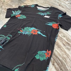 Nike Shirt Mens Sz S Small Black Hoops Island Basketball Floral Hawaiian Palm T