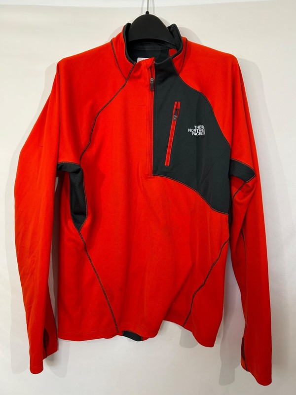 The North Face Red Thumbhole Performance 1/4 Chest Zipper Mens Stretch Sz M gallery