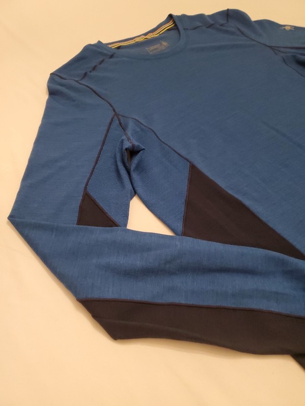 SMARTWOOL MENS MERINO SPORT 150 LONG SLEEVE CREW SMALL BLUE BLACK BRAND NEW gallery