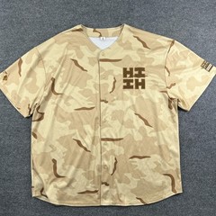 Hawaii’s Finest Baseball Jersey Shirt Mens 5XL Tan Desert Camo Button Patch HI