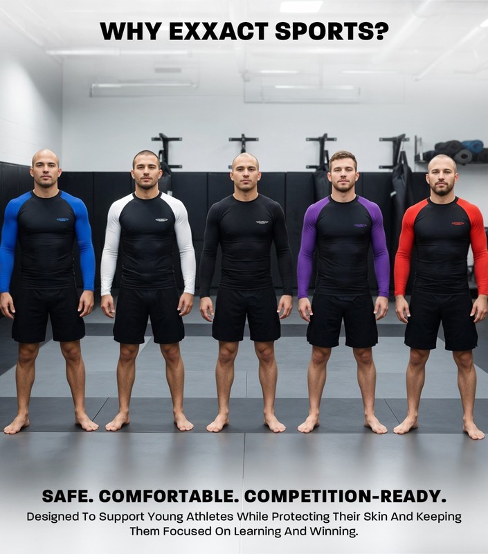 Exxact Sports Mens BJJ Rash Guard Jiu Jitsu Full Sleeve, Ranked Compression gallery