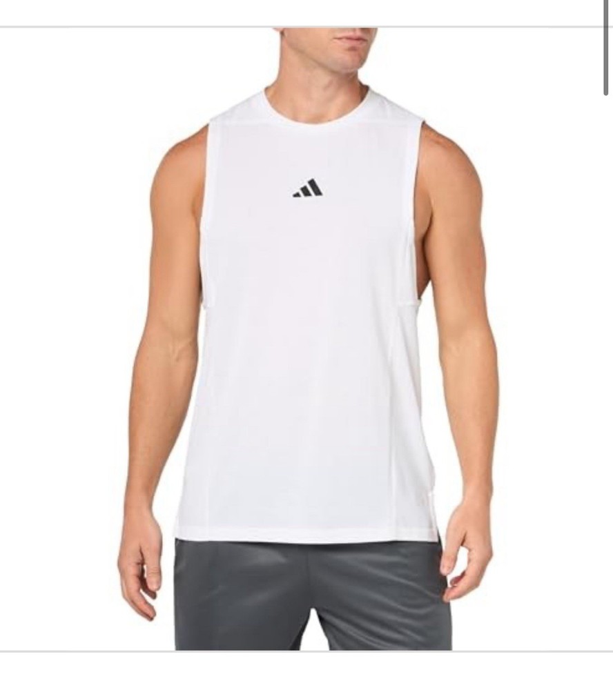 Adidas Men's Designed for Training Workout Tank Top in White, Size Xs 31s
