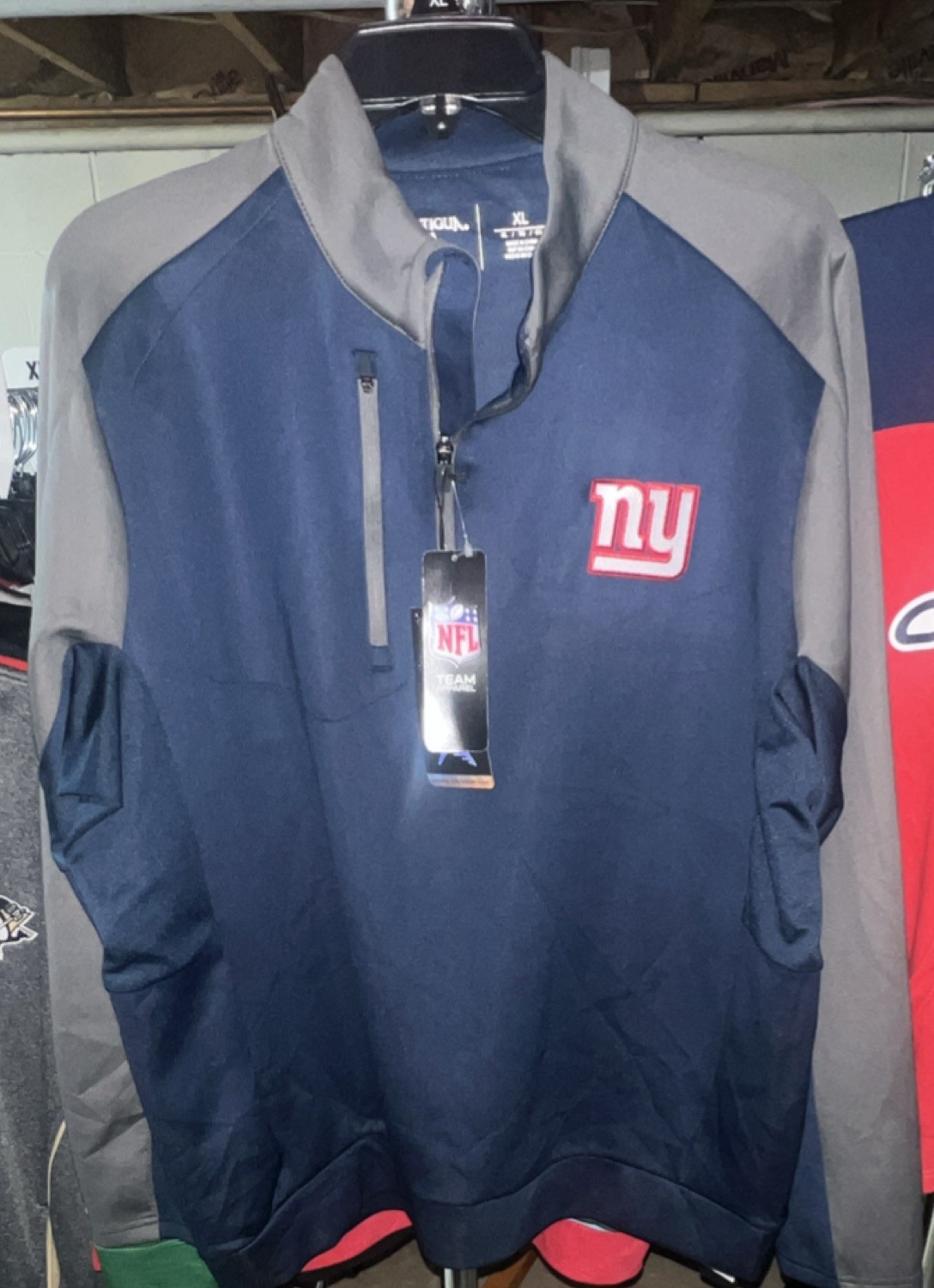 Officially Licensed Antigua NFL New York Giants Men's Quarter Zip Pullover XL gallery