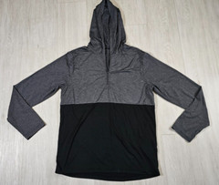 Gaiam Mens Med Long Sleeve 1/4 Zip Hooded Pullover Fitness Logo Charcoal Heather