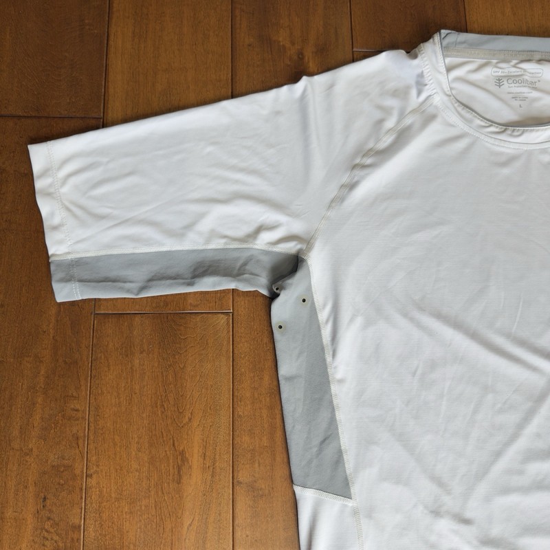 Coolibar Ultimate UPF 50+ UV Protection Performance Rash Guard Vent White/Gray L gallery