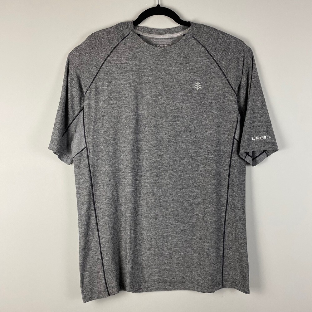 Coolibar Agility Performance Short Sleeve T Shirt Mens L Tall LT Gray UPF