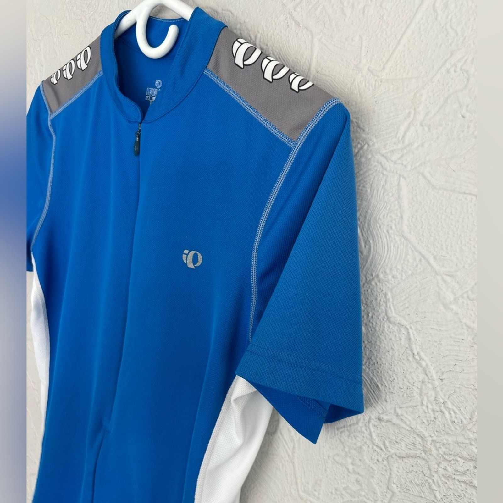 Pearl Izumi Select Cycling Jersey Medium Blue White 1/2 Zip Select Series EUC gallery