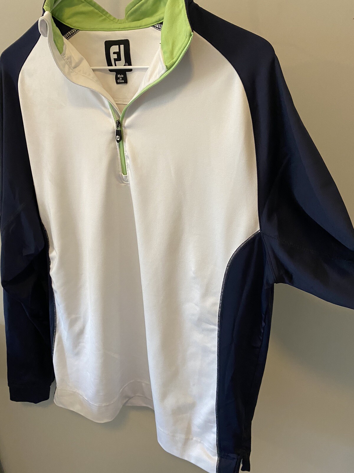 FootJoy Golf White/Navy/Green 1/4 Zip Jacket Men's Size Medium gallery