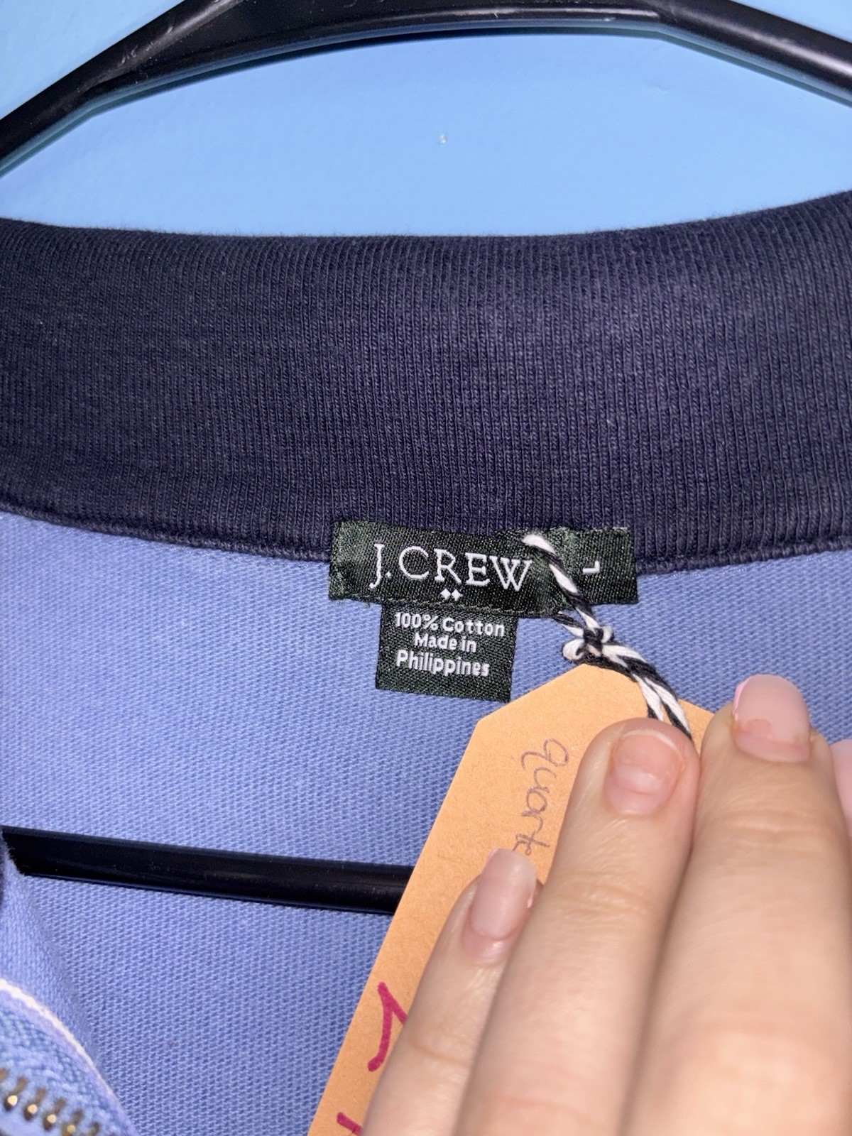 J.CREW Men's Blue 1/4 Zip Collared Pullover 100% Cotton Solid Long Sleeve M gallery