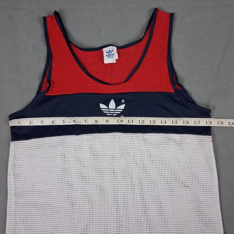 Vintage Adidas Tank Top Size Medium 38-40 Men Athletic Mesh Pullover Made In USA gallery