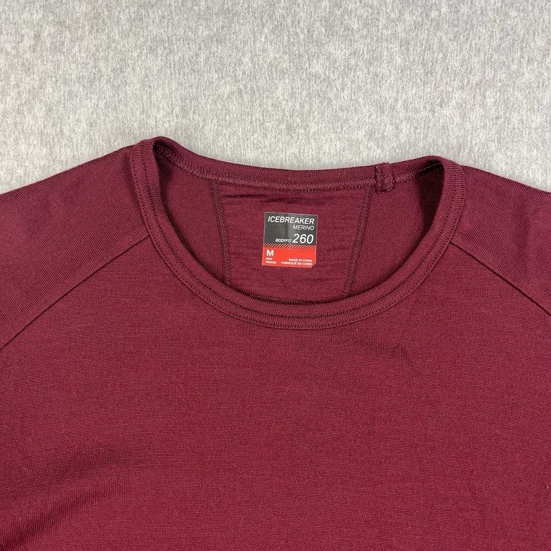 Icebreaker Merino Wool Thermal Pullover Mens Medium Red Bodyfit 260 Long Sleeve gallery
