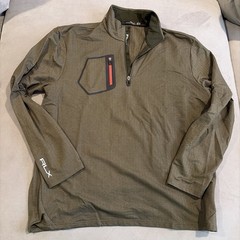 RLX – Ralph Lauren – Green Herringbone Pattern Quarter Zip Golf Pullover – XL