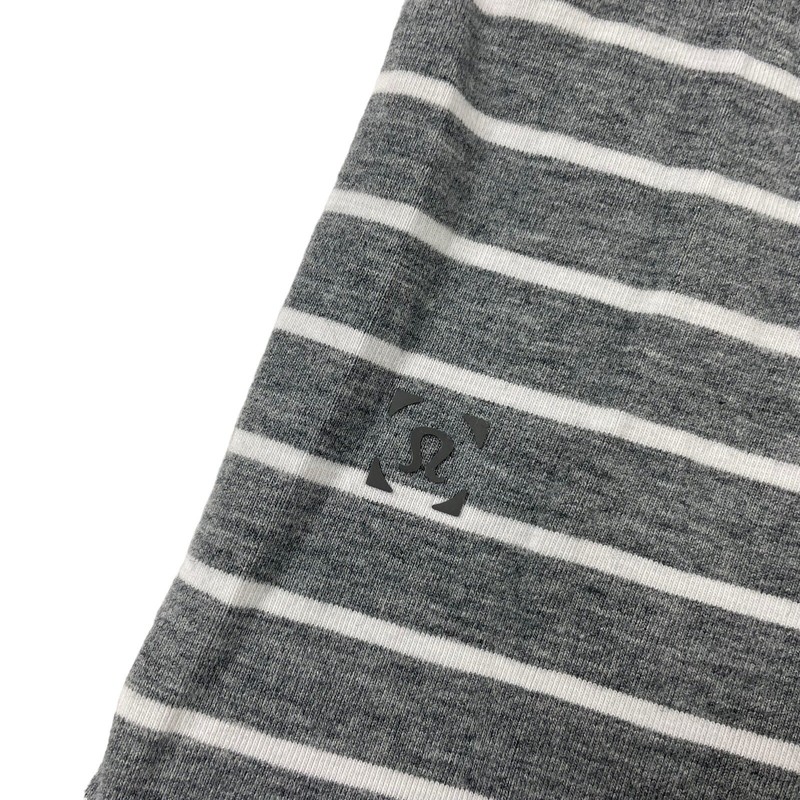 Lululemon Gray White Striped Fishtailed Mens S/S Performance Crew T Shirt M gallery