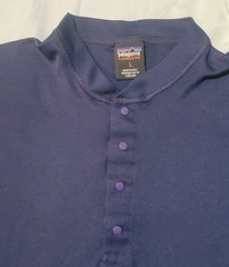 Patagonia Capilene Baselayer Large Long Sleeve Snap Button Blue Shirt USA EUC