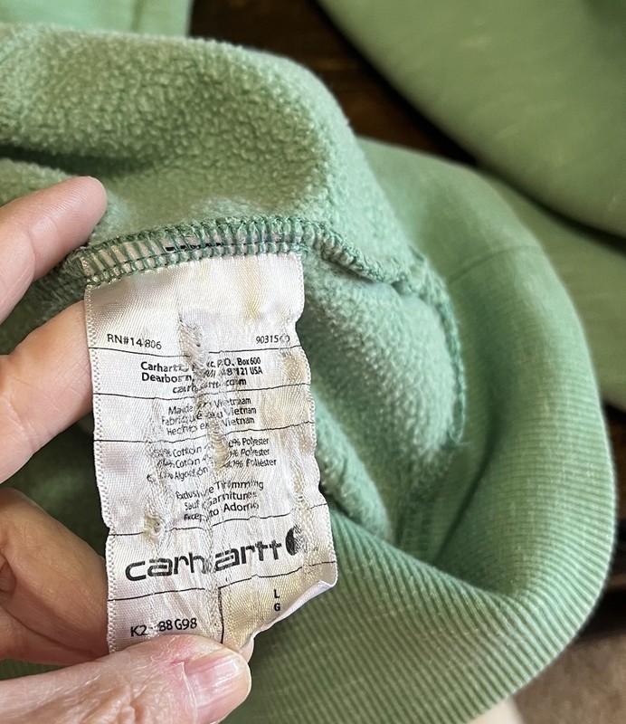 Carhartt Hoodie Sweatshirt Mint Green Men’s L Large Loose Fit Work Wear K288 gallery