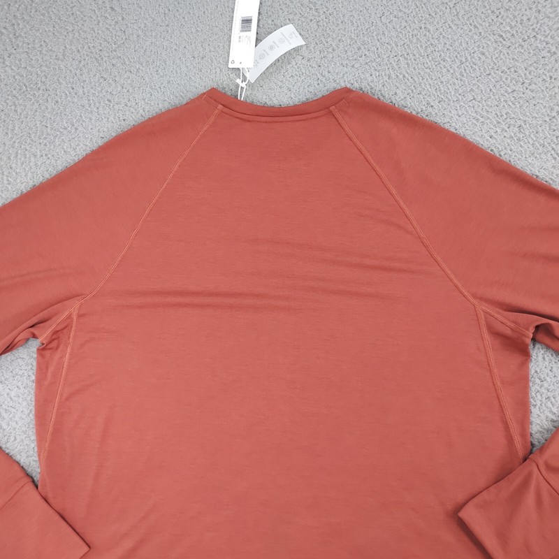 Outerknown Long Sleeve Shirt Mens Large Rust Red Base Layer Thumb Holes NEW gallery