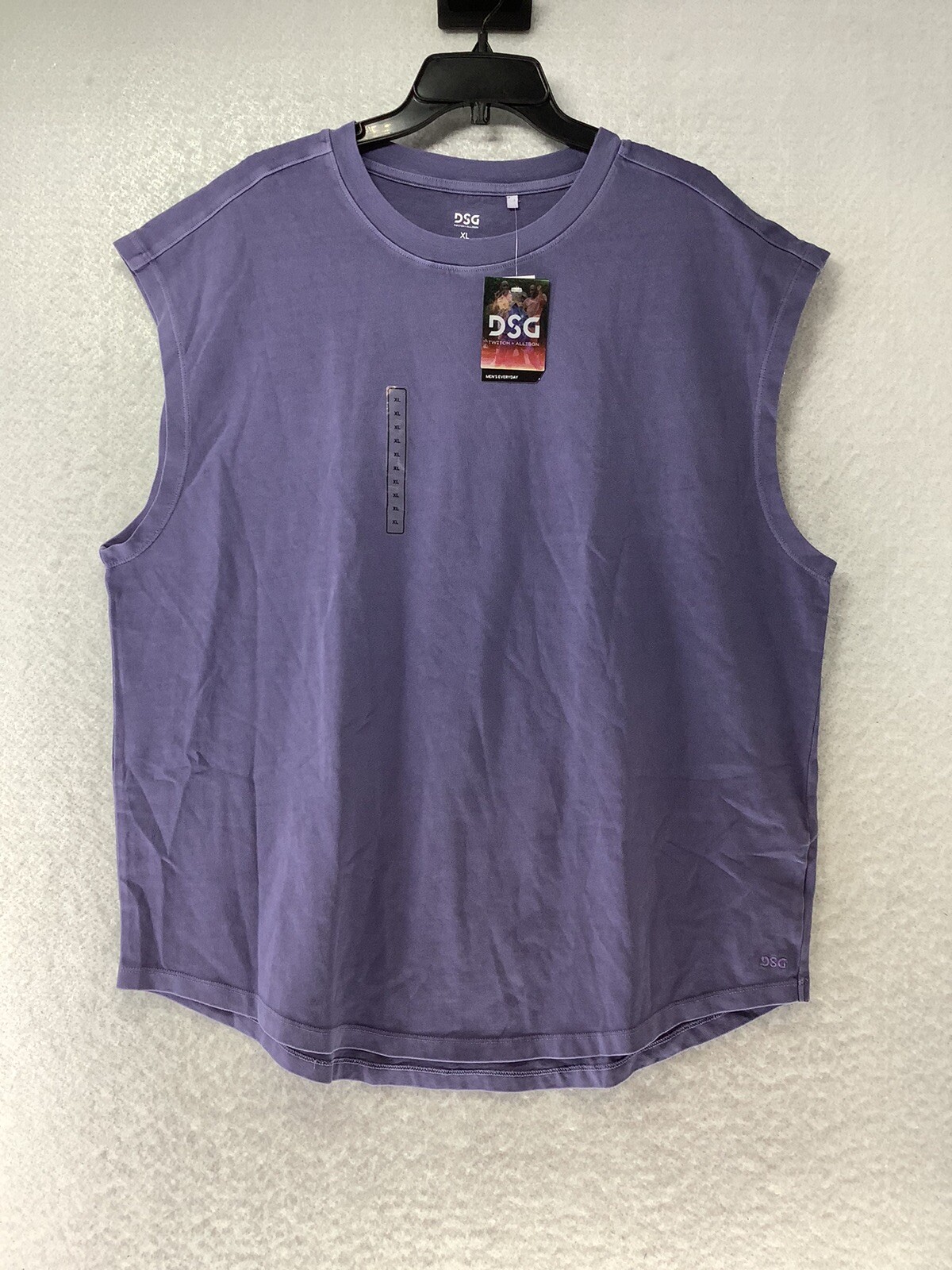 DSG Men's Heavyweight Jersey Muscle Sleeveless Grape Gray Tank Top Size XL gallery