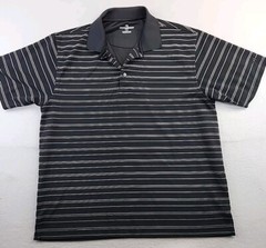 Grand Slam Golf Black Striped Polo Shirt Mens Large Lightweight Polyester